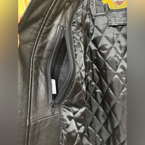 Harley-Davidson Black Genuine Leather Bomber Jacket Unisex - Picture 5 of 9